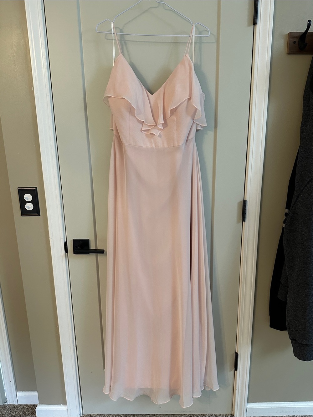 Chiffon Ruffle V-Neck Bridal Slip Dress in Blush